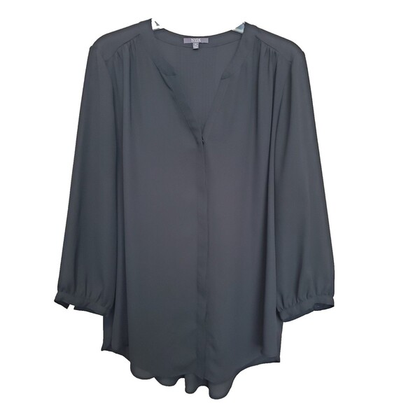 NYDJ Black Pleat Back Button-Up Shirt Size Medium - Picture 1 of 4